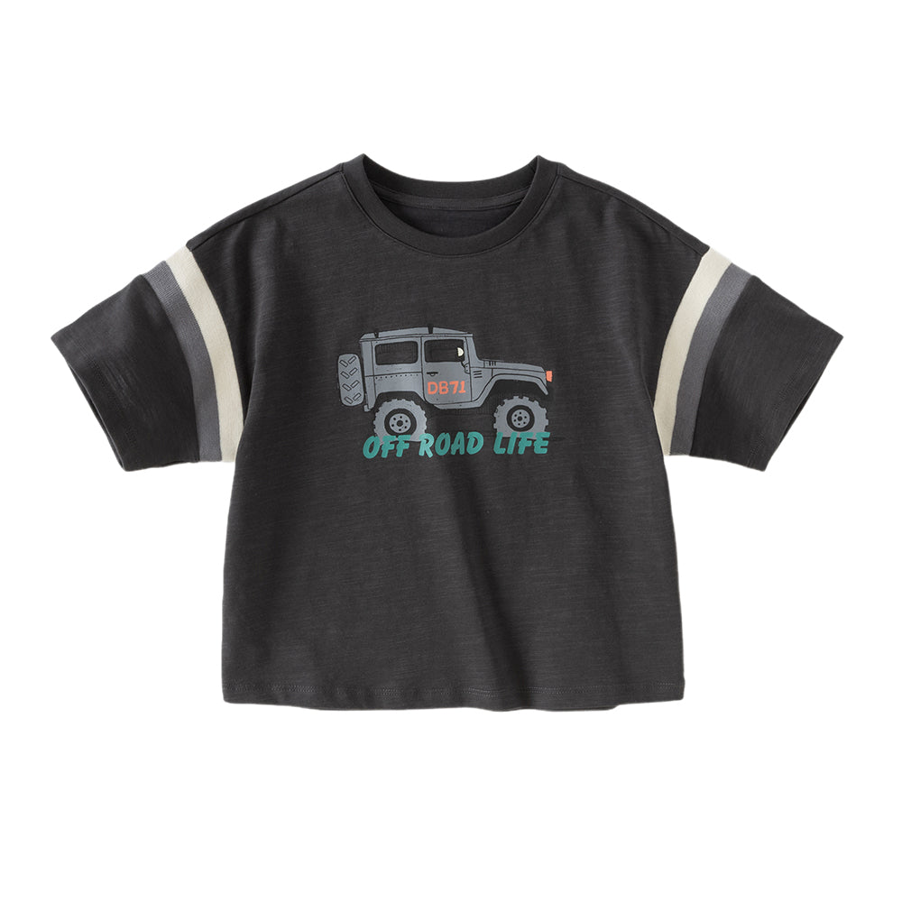 Dave&Bella Toddler Boys Summer Red/Black Short Sleeve Versatile Stretchy T-shirts
