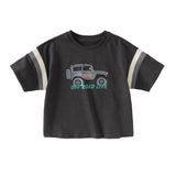 Dave&Bella Toddler Boys Summer Red/Black Short Sleeve Versatile Stretchy T-shirts