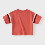 Dave&Bella Toddler Boys Summer Red/Black Short Sleeve Versatile Stretchy T-shirts