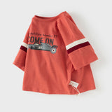 Dave&Bella Toddler Boys Summer Red/Black Short Sleeve Versatile Stretchy T-shirts