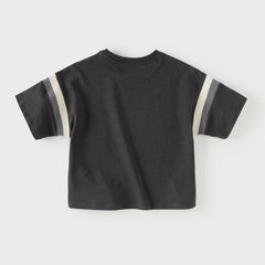 Dave&Bella Toddler Boys Summer Red/Black Short Sleeve Versatile Stretchy T-shirts