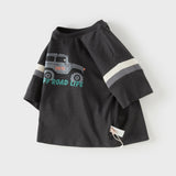 Dave&Bella Toddler Boys Summer Red/Black Short Sleeve Versatile Stretchy T-shirts