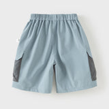 Dave&Bella Toddler Boys Summer Blue/Grey Outdoor Comfortable Straight-leg Wide Pants