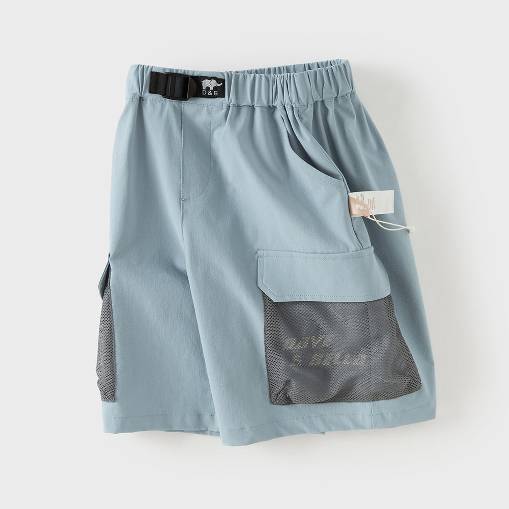 Dave&Bella Toddler Boys Summer Blue/Grey Outdoor Comfortable Straight-leg Wide Pants