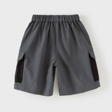 Dave&Bella Toddler Boys Summer Blue/Grey Outdoor Comfortable Straight-leg Wide Pants