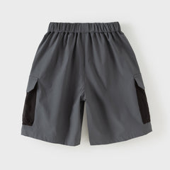 Dave&Bella Toddler Boys Summer Blue/Grey Outdoor Comfortable Straight-leg Wide Pants