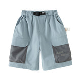 Dave&Bella Toddler Boys Summer Blue/Grey Outdoor Comfortable Straight-leg Wide Pants