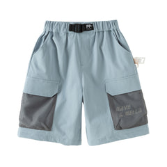 Dave&Bella Toddler Boys Summer Blue/Grey Outdoor Comfortable Straight-leg Wide Pants