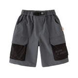 Dave&Bella Toddler Boys Summer Blue/Grey Outdoor Comfortable Straight-leg Wide Pants