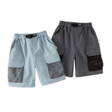 Dave&Bella Toddler Boys Summer Blue/Grey Outdoor Comfortable Straight-leg Wide Pants