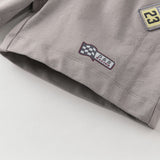 Dave&Bella Summer Toddler Boys Versatile Grey Adjustable-waistband Cotton Shorts