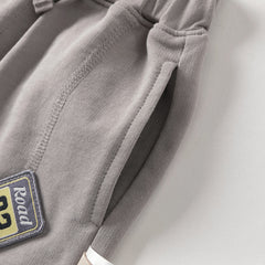 Dave&Bella Summer Toddler Boys Versatile Grey Adjustable-waistband Cotton Shorts