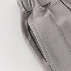 Dave&Bella Summer Toddler Boys Versatile Grey Adjustable-waistband Cotton Shorts