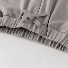 Dave&Bella Summer Toddler Boys Versatile Grey Adjustable-waistband Cotton Shorts