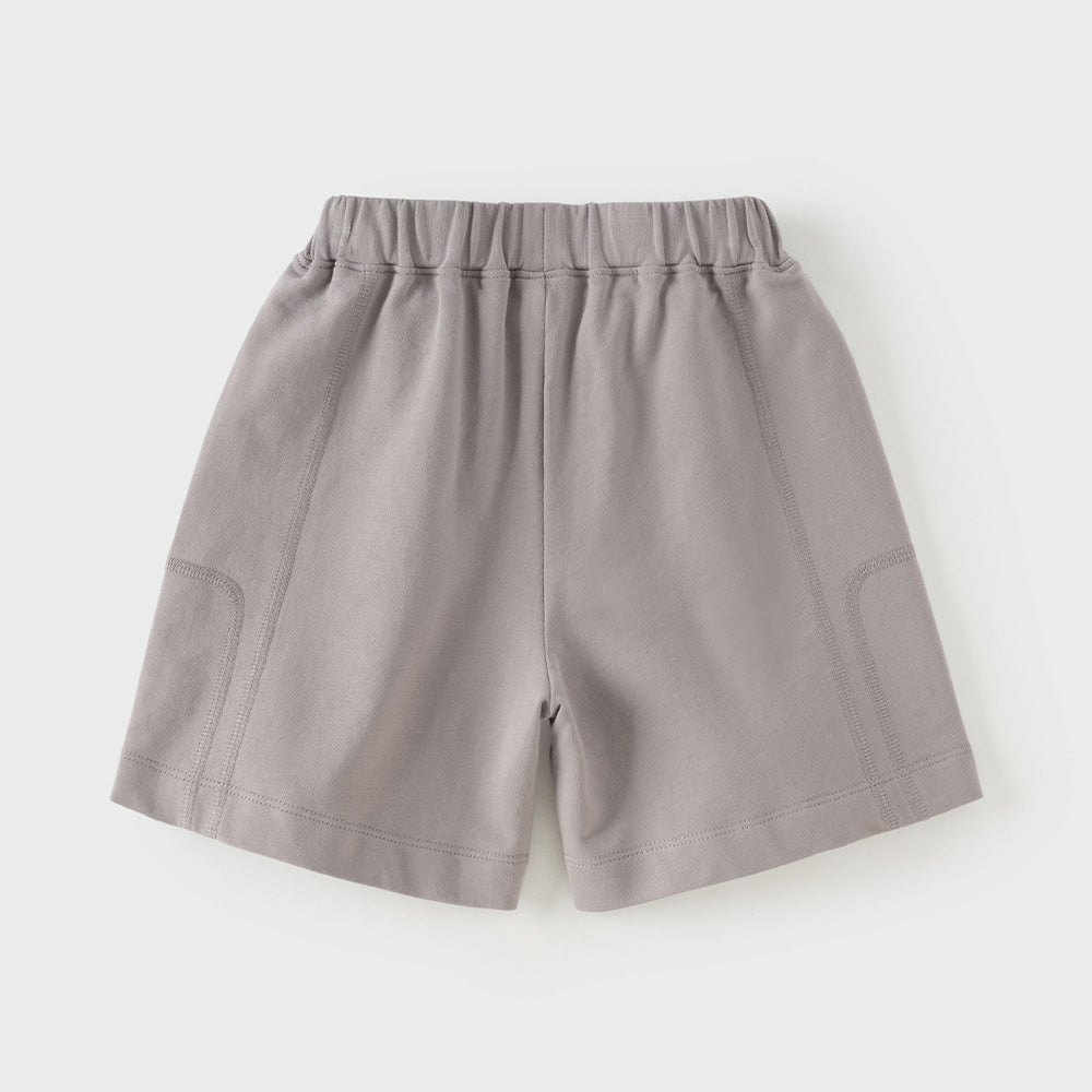 Dave&Bella Summer Toddler Boys Versatile Grey Adjustable-waistband Cotton Shorts