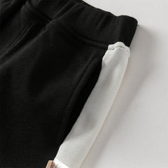 Dave&Bella Toddler Boys Summer Red/Black Polo Collar Outdoor Sports Outfit Sets