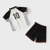 Dave&Bella Toddler Boys Summer Red/Black Polo Collar Outdoor Sports Outfit Sets