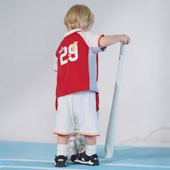 Dave&Bella Toddler Boys Summer Red/Black Polo Collar Outdoor Sports Outfit Sets