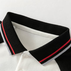 Dave&Bella Toddler Boys Summer Red/Black Polo Collar Outdoor Sports Outfit Sets