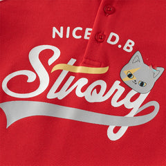 Dave&Bella Toddler Boys Summer Red/Black Polo Collar Outdoor Sports Outfit Sets