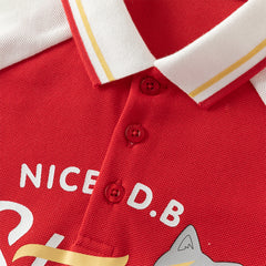 Dave&Bella Toddler Boys Summer Red/Black Polo Collar Outdoor Sports Outfit Sets