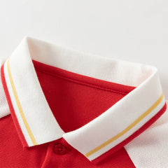 Dave&Bella Toddler Boys Summer Red/Black Polo Collar Outdoor Sports Outfit Sets
