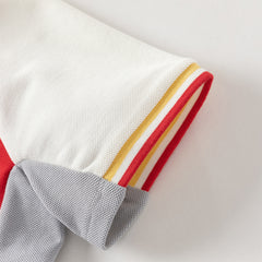 Dave&Bella Toddler Boys Summer Red/Black Polo Collar Outdoor Sports Outfit Sets