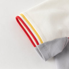 Dave&Bella Toddler Boys Summer Red/Black Polo Collar Outdoor Sports Outfit Sets