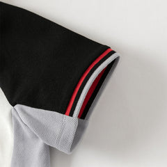 Dave&Bella Toddler Boys Summer Red/Black Polo Collar Outdoor Sports Outfit Sets