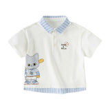 Dave&Bella Toddler Boys Summer Casual White Short Sleeve Breathable College-style Polos