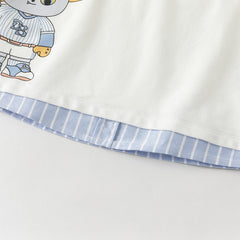 Dave&Bella Toddler Boys Summer Casual White Short Sleeve Breathable College-style Polos