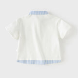 Dave&Bella Toddler Boys Summer Casual White Short Sleeve Breathable College-style Polos
