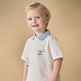Dave&Bella Toddler Boys Summer Casual White Short Sleeve Breathable College-style Polos