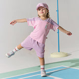 Dave&Bella Toddler Girls/Boys Summer Purple Pink/Blue Cartoon Print Sports Outfit Sets