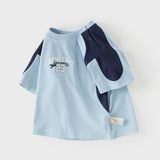 Dave&Bella Summer Kids Boys White/Blue Casual Short Sleeve Stretchable T-shirts