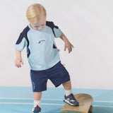 Dave&Bella Summer Kids Boys White/Blue Casual Short Sleeve Stretchable T-shirts