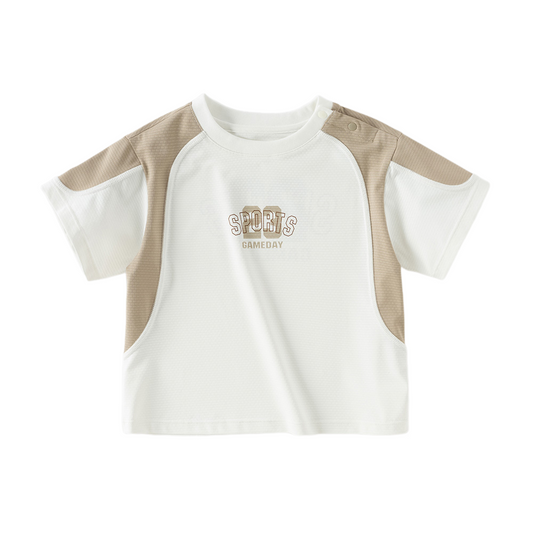 Dave&Bella Summer Kids Boys White/Blue Casual Short Sleeve Stretchable T-shirts