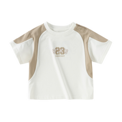 Dave&Bella Summer Kids Boys White/Blue Casual Short Sleeve Stretchable T-shirts