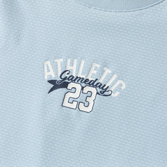 Dave&Bella Summer Kids Boys White/Blue Casual Short Sleeve Stretchable T-shirts