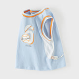 Dave&Bella Toddler Boys Summer Blue/White Sleeveless Outdoor Sports Tank Tops