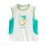 Dave&Bella Toddler Boys Summer Blue/White Sleeveless Outdoor Sports Tank Tops