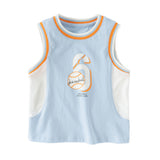 Dave&Bella Toddler Boys Summer Blue/White Sleeveless Outdoor Sports Tank Tops