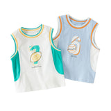 Dave&Bella Toddler Boys Summer Blue/White Sleeveless Outdoor Sports Tank Tops