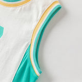 Dave&Bella Toddler Boys Summer Blue/White Sleeveless Outdoor Sports Tank Tops