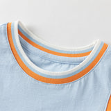 Dave&Bella Toddler Boys Summer Blue/White Sleeveless Outdoor Sports Tank Tops
