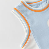 Dave&Bella Toddler Boys Summer Blue/White Sleeveless Outdoor Sports Tank Tops