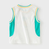 Dave&Bella Toddler Boys Summer Blue/White Sleeveless Outdoor Sports Tank Tops