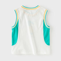 Dave&Bella Toddler Boys Summer Blue/White Sleeveless Outdoor Sports Tank Tops