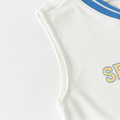 Dave&Bella Summer Kids Boys White/Red Stretchable Sleeveless Outdoor Soccer Outfit Sets