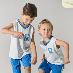 Dave&Bella Summer Kids Boys White/Red Stretchable Sleeveless Outdoor Soccer Outfit Sets